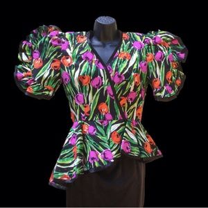 1980's Designer Cocktail Vintage 2 Piece Set - Floral - Jacket, Skirt